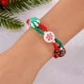 Kerst kralenarmband met rood, groen en witte kralen, sneeuwvlok en snoepstrepen - Armband Veelkleurig (BR25Y0703-3)