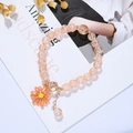Pink daisy beaded bracelet with glass beads and orange flower charm for women - Orange Pink Daisy (BR22Y0142-2)