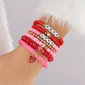 Böhmisches mehrlagiges Valentinstag-Armband mit rosa Herzen und LOVE-Perlen - 7-teiliges Glitzer Herz Buchstabe Stil (BR25Y0733-10)