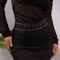 Three-layer silver waist chain featuring beads, crystal pendants and flat metal link style - Three Layer Chain Crystal Style (XP24Y0725)