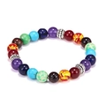 Braided natural stone chakra bead bracelet with obsidian and multicolor gemstones - Multicolor/Natural Stone/Elastic