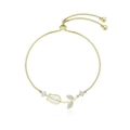 Golden tulip cat eye stone bracelet with adjustable slider chain and zircon accents - Gold