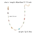 Detail view of colorful natural stone necklace with chain dimensions 40cm+5cm and 7g weight - Multicolor Natural Stone Chips Necklace (NC25Y0900-5)