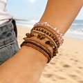 8-piece bohemian beaded bracelet set featuring tiger eye stones and golden spacers - Style 7