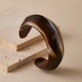 Detail of retro acrylic cuff bracelet with brown marble texture on travertine stone - Brown And White Striped Pattern (AB0084-9)