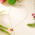 Goldene Weihnachtskette mit rotem Wolkenanhänger und Merry Christmas Schriftzug - Rote Frohe Weihnachten Wolke (NC25Y1117)