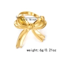 Verstellbarer goldener Schleifenring aus Edelstahl mit einer polierten Oberfläche - 3D-Schleifenstil (RI25Y0157-1)