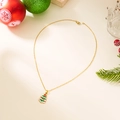Goldene Edelstahlhalskette mit grünem Emaille Weihnachtsbaum Anhänger für Damen - Bunter Weihnachtsbaum (NC25Y1120)