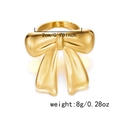 Goldener Schleifen-Ring mit verstellbarem Design, Hochglanz-Finish und Maßangaben - Spiegel-Hochglanz-Schleifenstil (RI25Y0157-2)