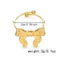 Adjustable golden stainless steel bow ring featuring a minimalist knot design - Simple Bow Style (RI25Y0157-5)