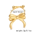 Adjustable golden stainless steel bow ring with twisted rope band design for women - Twisted Rope Bow Style (RI25Y0157-6)
