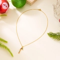 Collier doré avec un pendentif canne en sucre émaillé rouge et vert pour Noël - Sucre d'Orge Rouge Et Vert (NC25Y1128)