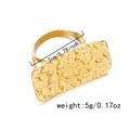 Adjustable golden stainless steel ring featuring a rectangular hammered texture finish - Rectangular Hammered Style (RI25Y0158-2)