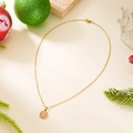 Collier de Noël avec chaîne dorée et pendentif émaillé tourbillon rouge et blanc - Bonbon Spirale Rouge Et Blanc (NC25Y1129)
