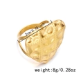 Adjustable golden stainless steel heart ring with hammered texture and 2cm width dimension - Hammered Heart Style (RI25Y0159-1)
