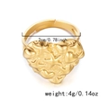 Adjustable golden stainless steel ring featuring a heart-shaped relief with star motifs - Relief Pentagram Heart Style (RI25Y0159-2)