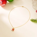 Collier doré avec pendentif bonnet de renne rouge et décorations de Noël élégantes - Cloche de Bois de Renne Rouge (NC25Y1132)