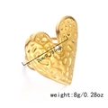 Adjustable golden heart ring featuring a hammered metal texture, 2cm width and 8g weight - Folded Hammered Heart Style (RI25Y0159-4)