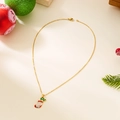 Collier doré avec pendentif botte de Noël festive rouge et verte et petite gemme - Chaussette de Noël Rouge Blanc (NC25Y1133)