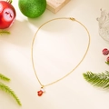 Collier de Noël doré avec pendentif moufle rouge orné d'un motif flocon de neige - Gant Rouge Avec Flocon (NC25Y1135)