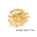 Adjustable golden stainless steel sunflower ring with a detailed 2cm flower head design - Blooming Sunflower Style (RI25Y0160-3)