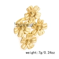 Adjustable golden stainless steel ring featuring four 3D floral clusters for women - Four-Flower Cluster Style (RI25Y0160-4)