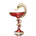 Golden and red enamel Hygieia's bowl medical brooch pin with serpent and cup design - Medical Symbol Bowl of Hygieia Style (BC17Y035M2-1)