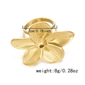 Golden flower-shaped stainless steel ring with brushed texture and adjustable band - Brushed Texture Five-Petal Flower Style (RI25Y0160-6)