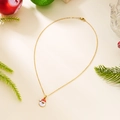 Collier de Noël doré avec pendentif Père Noël en émail sur fond beige élégant - Tête de Père Noël (NC25Y1139)
