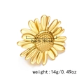 Golden daisy flower adjustable ring in polished stainless steel with 2cm diameter - Daisy Shaped Accessory Style (RI25Y0160-7)