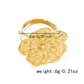 Adjustable golden blooming flower ring with detailed petals and 2cm floral diameter - Blooming Multi-Petal Flower Style (RI25Y0160-8)