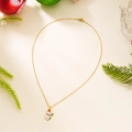 Collier en acier doré avec pendentif bonhomme de neige en émail pour Noël festif - Style Bonhomme de Neige Cartoon (NC25Y1141)