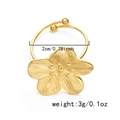 Adjustable golden flower ring with textured petals and a 2cm diameter floral design - Radial Grain Five-Petal Brushed Gold Style (RI25Y0160-10)