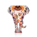 Artistic elephant brooch with colorful mandala patterns and hand-painted floral details - Hand-painted Ethnic Style Elephant Style (BC17Y049M1)