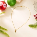 Collier de Noël doré avec pendentif sucre d'orge en émail rouge et vert pour femme - Sucre d'Orge Avec Nœud (NC25Y1145)