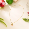 Collier renne de Noël doré avec détails festifs en émail rouge et vert pour femme - Renne Peint en Émail (NC25Y1146)