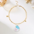 Collar dorado bohemio con colgante de concha de esmalte azul y tortuga marina - Esmalte Caracol Estilo 1