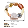 Detailed view of beach style beaded bracelet featuring irregular amber and smiley face charms - AB0094-8
