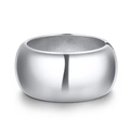 Polished silver wide-band spring ring with mirror finish and inner texture detail - Silver