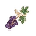 Élégante broche en forme de raisin doré avec perles mauves et feuilles en cristal vert - Style de Raisin Violet (BC18Y0482)