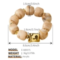 Detailed view of acrylic beaded bracelet with dimensions and gold irregular metal accent - Random Texture/Shade / Beige (AB0075-5)