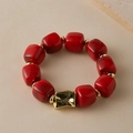 Detail of red marble texture acrylic beads with gold spacers and irregular metal clasp - Random Texture/Shade / Marble Red (AB0075-8)