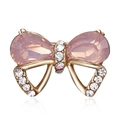 Elegant gold bow brooch with pink teardrop crystals and sparkling micro diamonds - Pink Water Drop Crystal Bowknot Style (BC18Y0652)