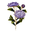 Elegant purple daisy floral brooch with green leaves and gold plated alloy base - Purple Gradient Daisy Style (BC18Y0661-3)