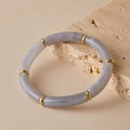 Detail van bohemien rekarmband met grijze marmeren buiskralen en gouden metalen ringen - Grijs Marmer (AB0091-10)
