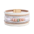 Bracciale bohémien multistrato con cristalli e chiusura magnetica in strass - Stile Multistrato Bianco / Bianco