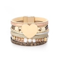 Detail of bohemian multilayer bracelet with heart charm and 'She Believed' engraving - Pink Snake Pattern (SZ00161-1)