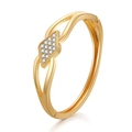 Minimalist gold alloy bangle with a diamond-encrusted diamond shape and hinge design - Gold(sz60359)