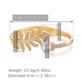 Detailed size chart showing dimensions of gold feather bracelet with pearl and rhinestones - Gold Feather Rhinestone Pearl Style (SZ60327-1)