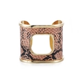 Bracciale rigido dorato con trama a serpente e design quadrato traforato alla moda - Motivo Serpente Marrone (SZ60375-2)